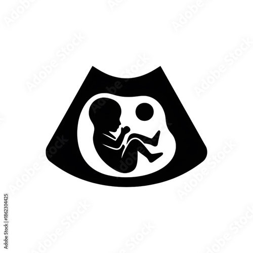 fetus ultrasound icon silhouette vector illustration 