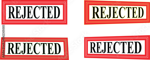 Rejected stamps and blank spaces on a dark background visually representing denial