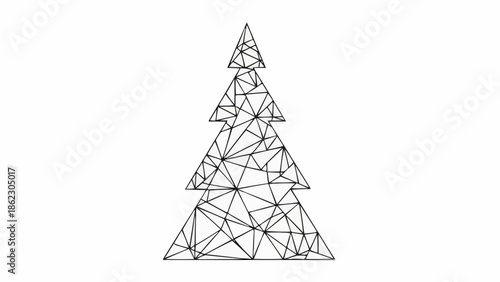 Geometric Christmas Tree Illustration with Abstract Polygon Design.