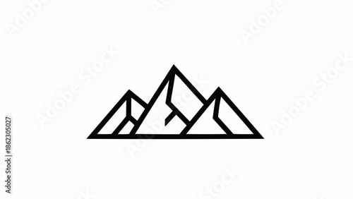 Geometric Mountain Peaks Abstract Line Art Symbol.