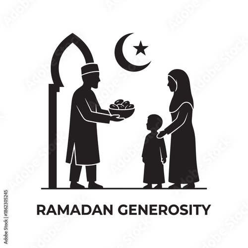 Ramadan generosity concept with family sharing food