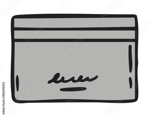 Gray cardholder wallet, hand drawn doodle