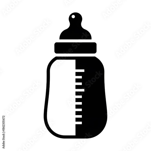 minimalist baby feeding bottle icon black and white vector silhouette