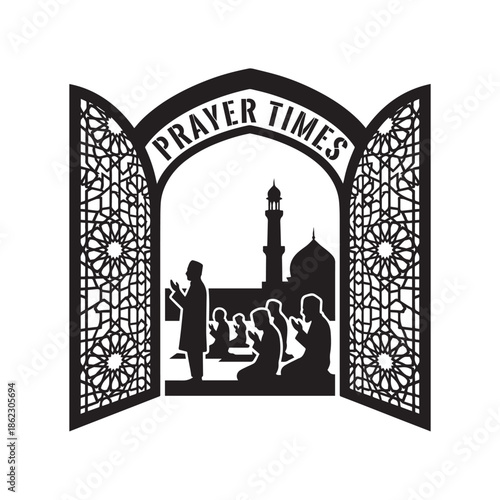 Silhouette of people praying in mosque during prayer times
