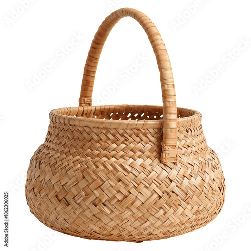 Woven Basket Made From Natural Materials on a Simple Surface in a Bright Setting