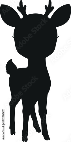 Simple black silhouette of a young deer