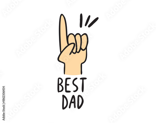 Best Dad lettering with thumbs up hand, hand drawn