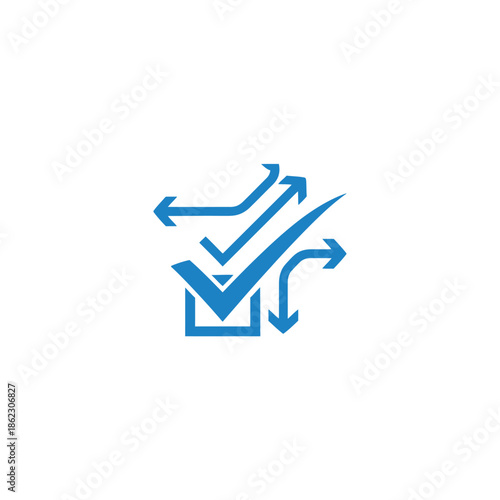Tax Services Logo Featuring Checkmark and Arrows Symbolizing Verification and Direction