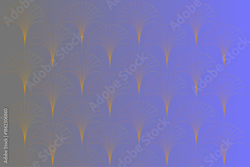 [Art Deco Golden Fan Motif Pattern on Gradient Background]