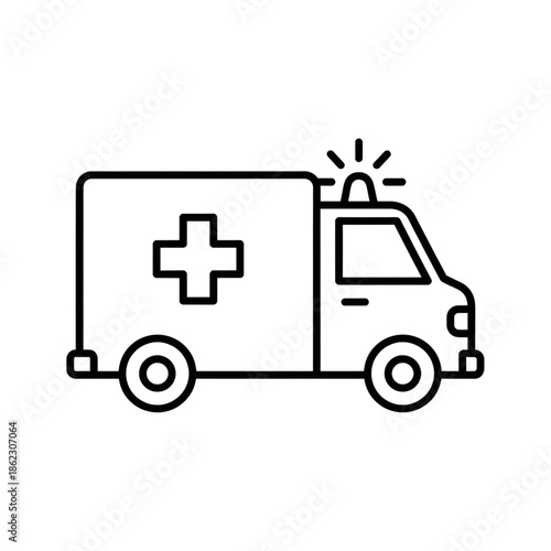 minimalist ambulance emergency vehicle line art illustration