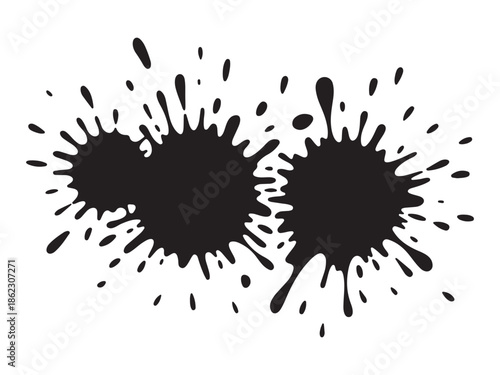 Black inksplatters and splashes silhouette shapes  white background