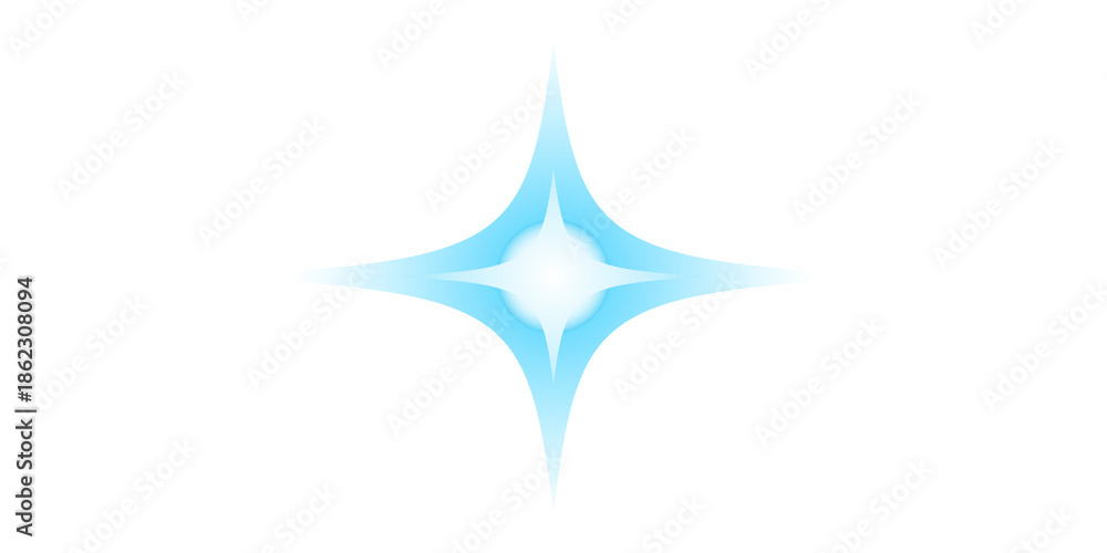 Obraz premium Star glow rays of blue light on png transparent background.