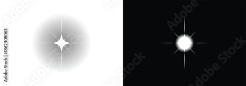 Flash light on black background png. Abstract glow star light sparkle isolated. Vector glow sparkle effect. Lens flare. Flashing lights.