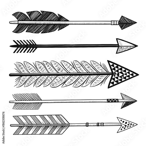 Diverse arrow designs in monochrome Vector