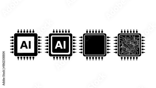 Ai integrated circuit symbols Vector
