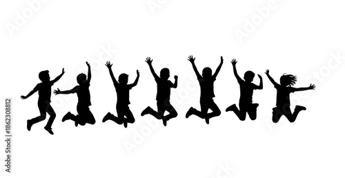 Exuberant jumping silhouettes in sequence Vector