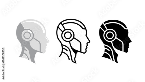 Silhouettes with futuristic headsets Vector