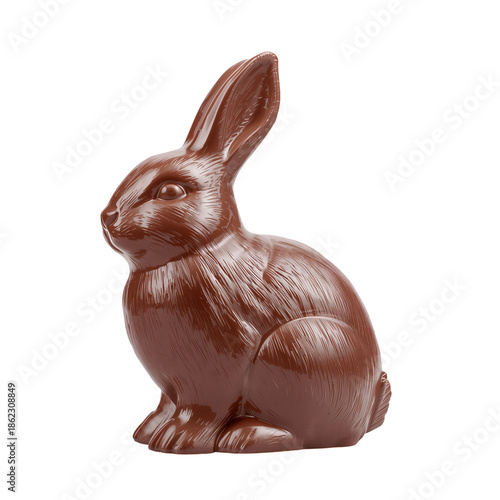 Chocolate Bunny Sitting on a Flat Surface During Spring Festivities in a Brig...