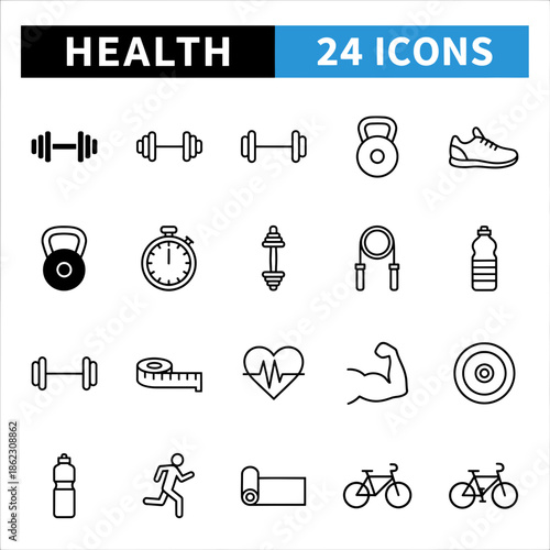 Health and fitness icons collection Vector