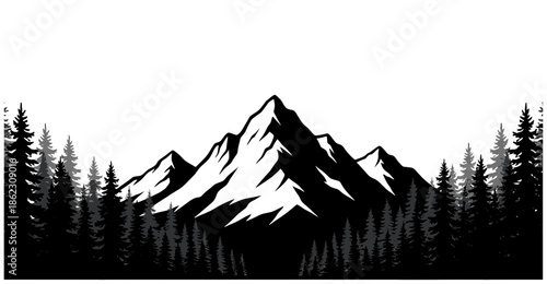 Majestic mountain range silhouette Vector
