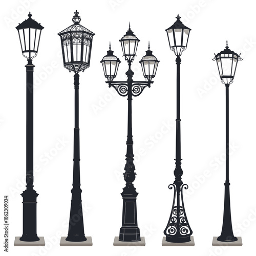 Vintage street lamp collection Vector
