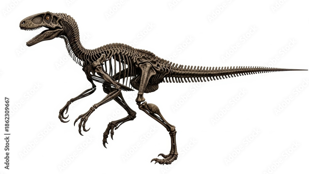 Fototapeta premium Dinosaur Skeleton Isolated on White Background