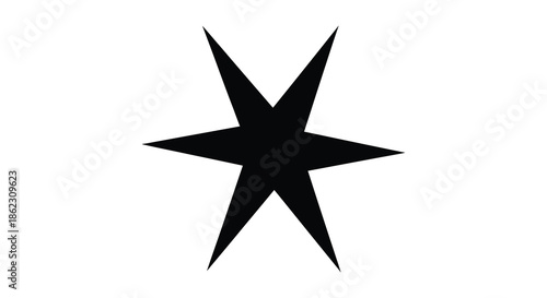 A striking black star shape dominates a plain white background creating a bold visual statement