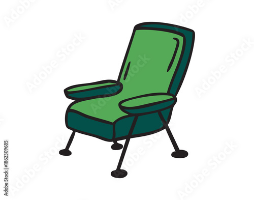 Camping folding chair, hand drawn doodle