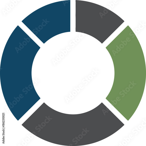 Infographic pie chart vector donut diagram divided into five segments representing data visualization statistical analysis