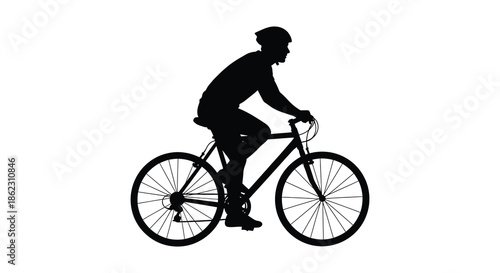 A silhouetted cyclist riding a mountain bike a dynamic illustration of athletic movement and freedom