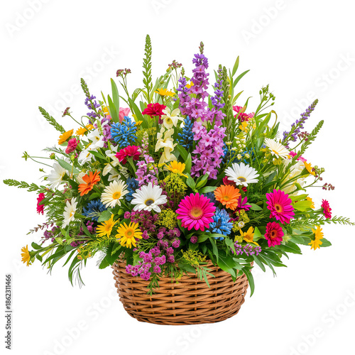 Bright Flowers in a Basket Sit on a Table in a Sunny Room During Mid-Morning ...