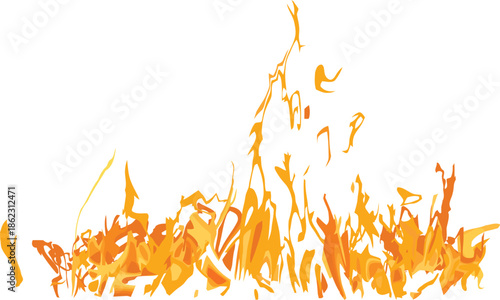 Vibrant fire burning brightly on a white background illustration