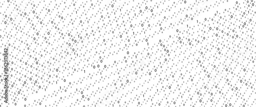 Technology stream binary code. Digital illustration. White matrix background. Programming, coding, hacking and encryption.