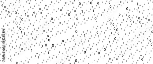 Technology stream binary code. Digital illustration. White matrix background. Programming, coding, hacking and encryption.