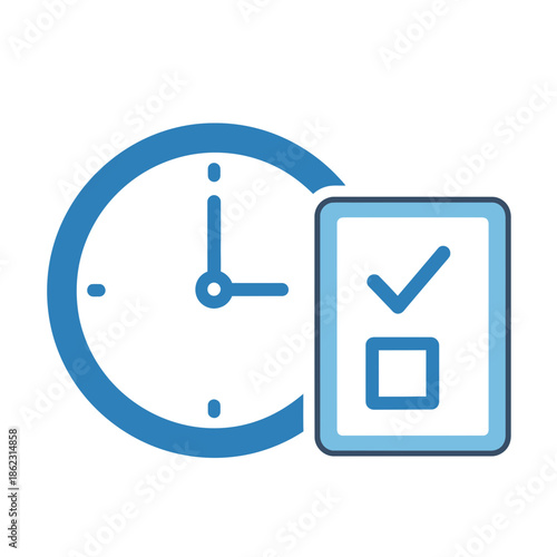 Clock and checklist icon representing time management and tasks.