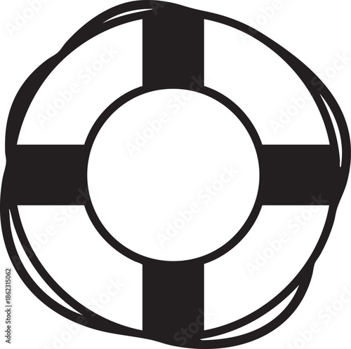 Minimal Circular Ship Life Ring Life Preserver Silhouettes Vector