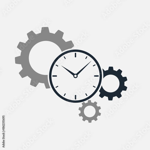 Clock face with gears representing time and mechanics.