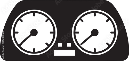 Minimal Dashboard Instrument Cluster Silhouettes Vector Graphic