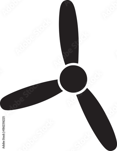 3-Bladed Airplane Propeller Silhouettes Vector Minimalist Design