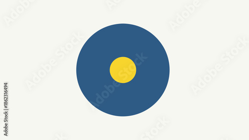 Blue circle with yellow center on white background.