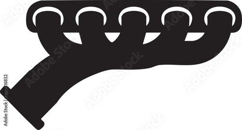 Minimal Automotive Engine Exhaust Manifold Silhouettes Vector