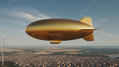 Blimp is flying in the air