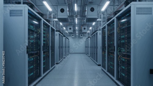 Interior of a hyperscale ai datacenter and cryptocurrency mining farm - enterprise networking and computing 