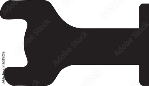 Black silhouette of a wrench tool on a transparent background silhouette