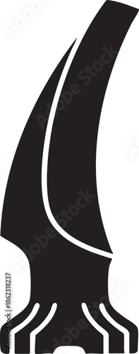 Stylized black silhouette of a single hair follicle with root structure