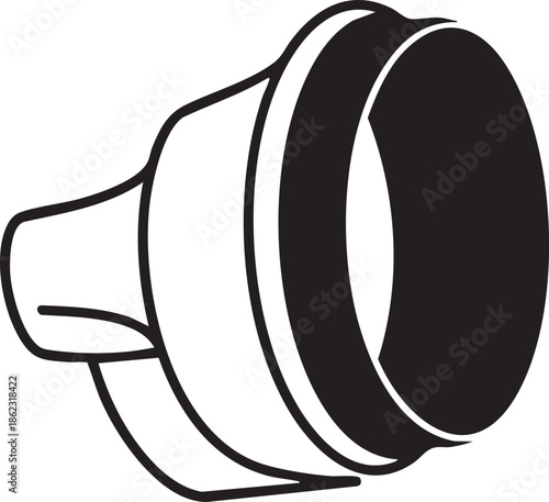Simple black and white illustration of a plunger silhouette on a transparent background
