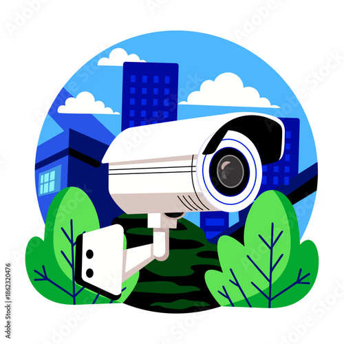 A flat style illustration showing a smart cam