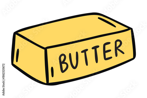 Butter brick, cozy hand drawn doodle style.
