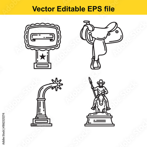  vector editable eps file with four black line icons on white background isolated on white background