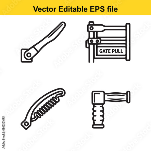  vector editable eps file with gate pull handle on white background isolated on white background